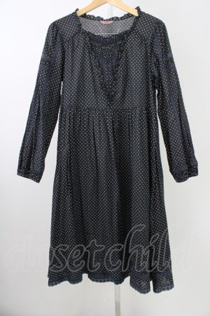 画像: PINK HOUSE / ドット長袖ワンピース  ブラック T-25-11-09-040-LO-OP-SA-ZT