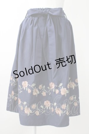 画像: axes femme / ばら刺繍フレアスカート M 紺 T-25-11-09-053-AX-SK-SA-ZT