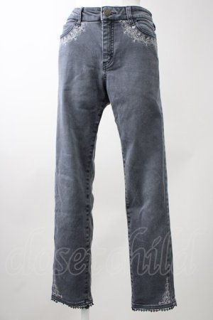 画像: axes femme / ポケット刺繍デニムパンツ S グレー T-25-11-09-054-AX-PA-SA-ZT