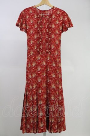 画像: PINK HOUSE / フラワーブーケ総柄シフォンプリーツワンピース  赤 T-25-11-09-007-LO-OP-HD-ZT