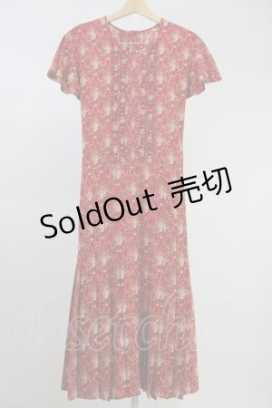 画像: PINK HOUSE / フラワーブーケ総柄シフォンプリーツワンピース  赤 T-25-11-09-007-LO-OP-HD-ZT505