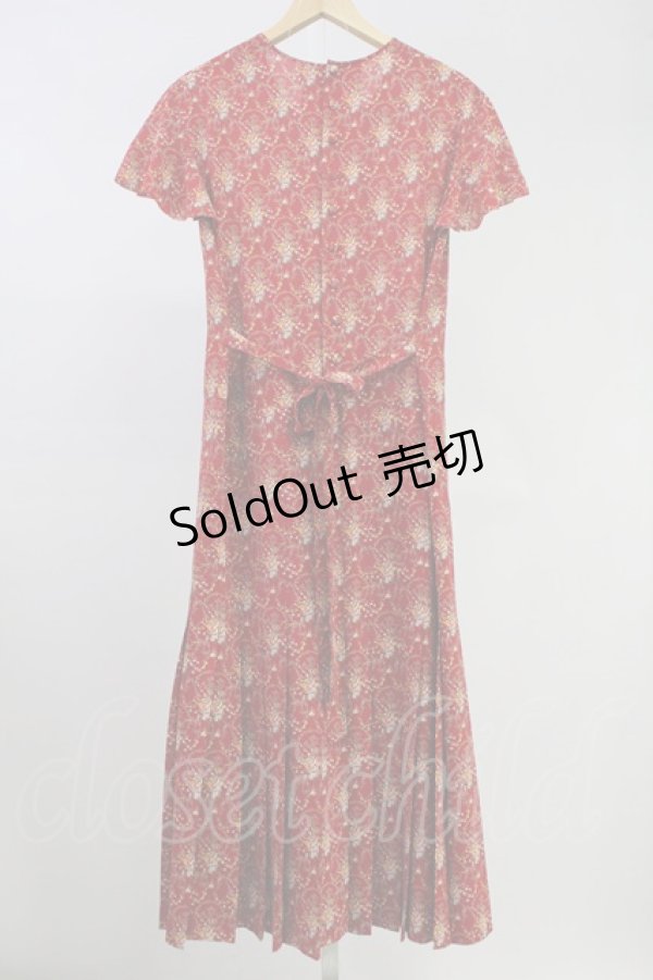 画像2: PINK HOUSE / フラワーブーケ総柄シフォンプリーツワンピース  赤 T-25-11-09-007-LO-OP-HD-ZT505 (2)