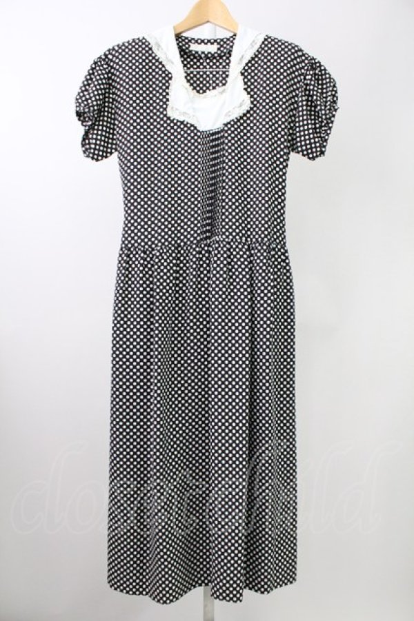 画像1: PINK HOUSE / ドット半袖ワンピース  黒Ｘ白 T-25-11-09-008-LO-OP-SA-ZT504 (1)