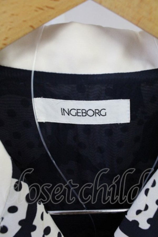 画像4: INGEBORG / ドットリボン総柄シャツワンピース  黒Ｘ白 T-25-11-09-009-LO-OP-SA-ZT504 (4)