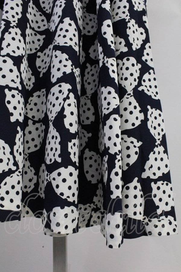 画像5: INGEBORG / ドットリボン総柄シャツワンピース  黒Ｘ白 T-25-11-09-009-LO-OP-SA-ZT504 (5)