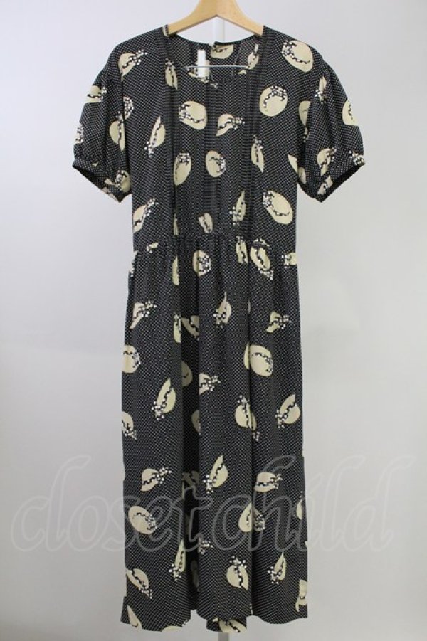 画像1: PINK HOUSE / 麦わらドット半袖ワンピース  黒Ｘアイボリー T-25-11-09-010-LO-OP-SA-ZT504 (1)