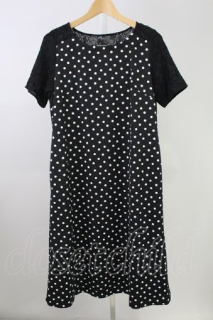 画像: Ph Blue / レース切り替えドットワンピース  ブラック T-25-11-09-011-LO-OP-SA-ZT