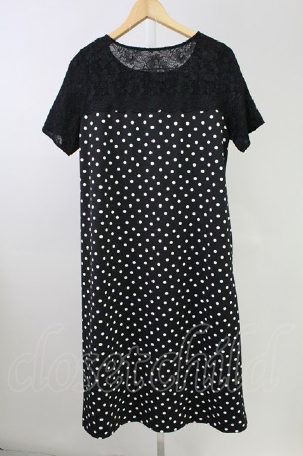 画像2: Ph Blue / レース切り替えドットワンピース  ブラック T-25-11-09-011-LO-OP-SA-ZT504 (2)