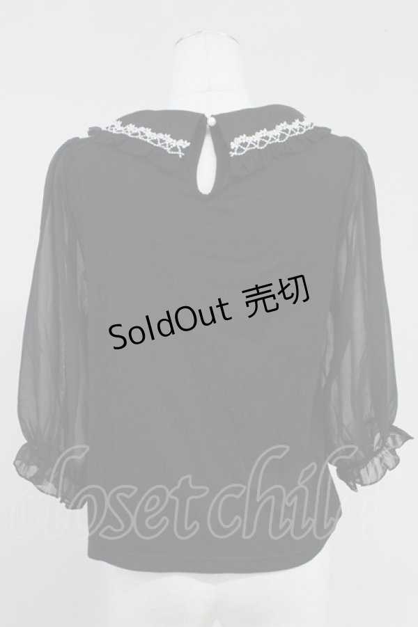 画像2: axes femme POETIQUE / 袖シフォン襟付きプルオーバー M ブラック T-25-11-09-013-AX-TO-SA-ZT (2)