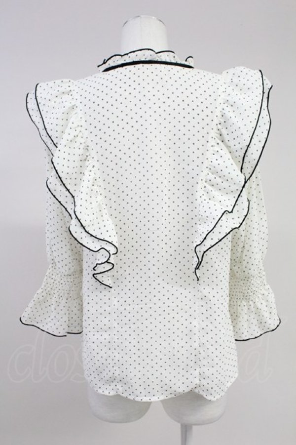 画像2: axes femme POETIQUE / ドット配色リボンフリルブラウス M ホワイト T-25-11-09-015-AX-BL-SA-ZT509 (2)