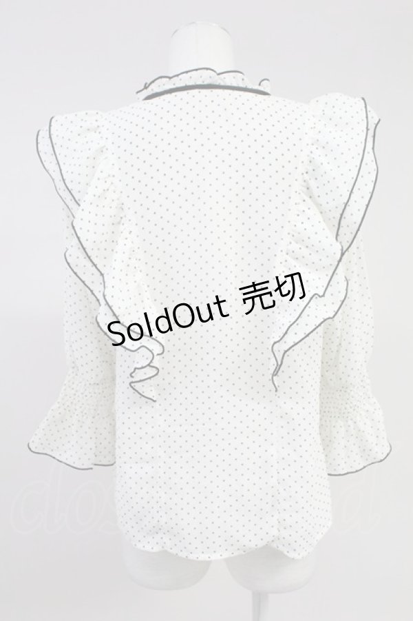 画像2: 【SALE】axes femme POETIQUE / ドット配色リボンフリルブラウス M ホワイト T-25-11-09-015-AX-BL-SA-ZT509 (2)