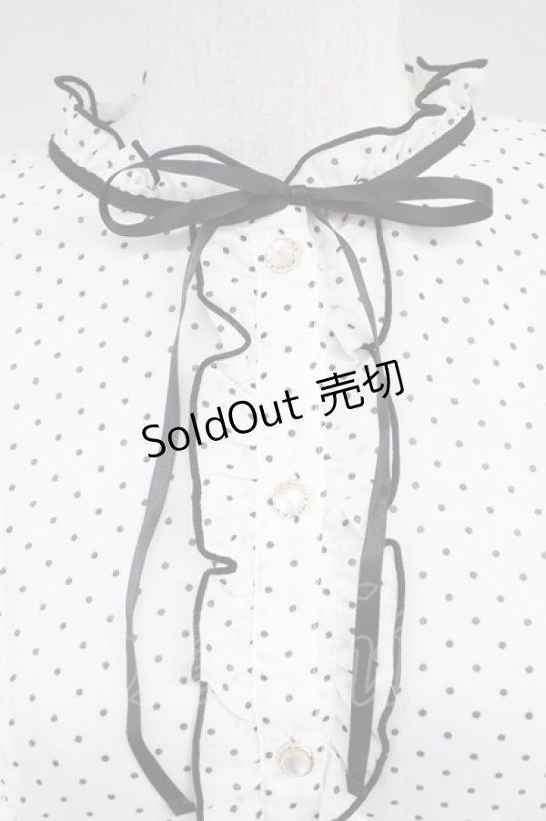 画像3: 【SALE】axes femme POETIQUE / ドット配色リボンフリルブラウス M ホワイト T-25-11-09-015-AX-BL-SA-ZT509 (3)