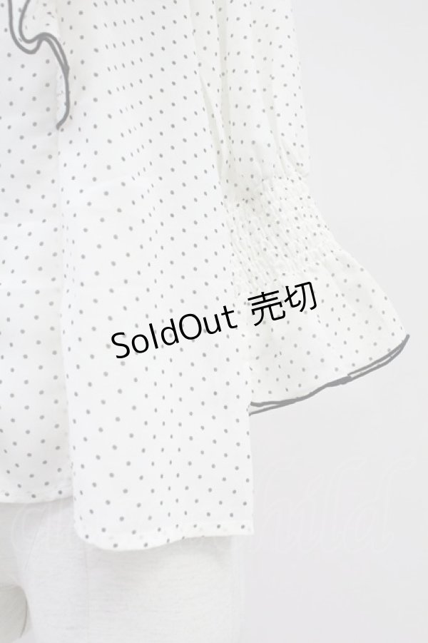 画像4: 【SALE】axes femme POETIQUE / ドット配色リボンフリルブラウス M ホワイト T-25-11-09-015-AX-BL-SA-ZT509 (4)