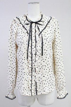 画像: axes femme / フリルドットブラウス M ベージュ T-25-11-09-016-AX-BL-SA-ZT