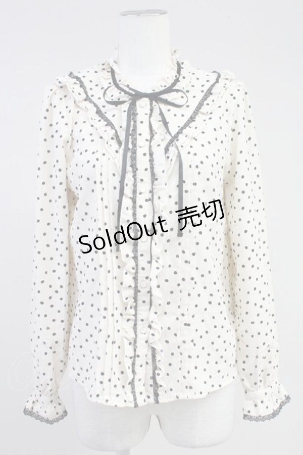 画像1: axes femme / フリルドットブラウス M ベージュ T-25-11-09-016-AX-BL-SA-ZT509 (1)