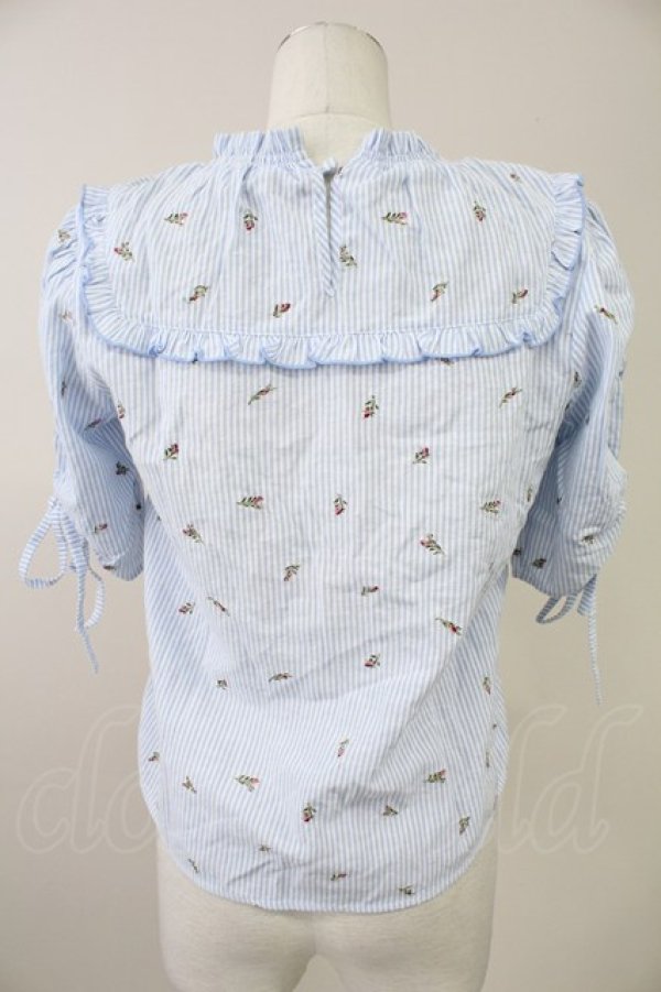 画像2: axes femme POETIQUE / ストライプローズブラウス M サックス T-25-11-09-002-AX-BL-SA-ZT505 (2)