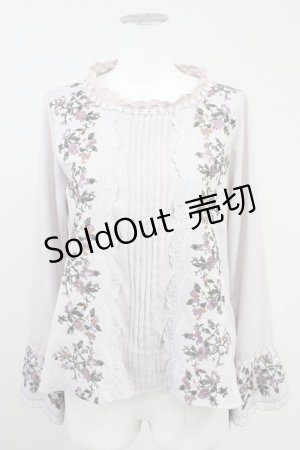 画像: axes femme / ミュルーズ染織美術館コラボ/刺繍入りフレア袖ブラウス M グレージュ T-25-11-09-017-AX-BL-SA-ZT509