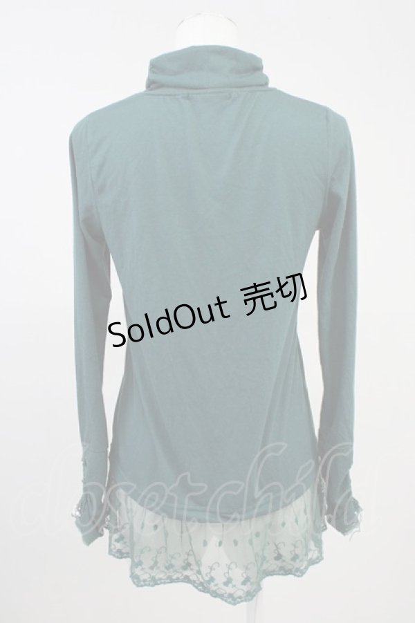 画像2: axes femme / 巻き薔薇レースハイネックカットソー  グリーン T-25-11-09-020-AX-TO-SA-ZT (2)