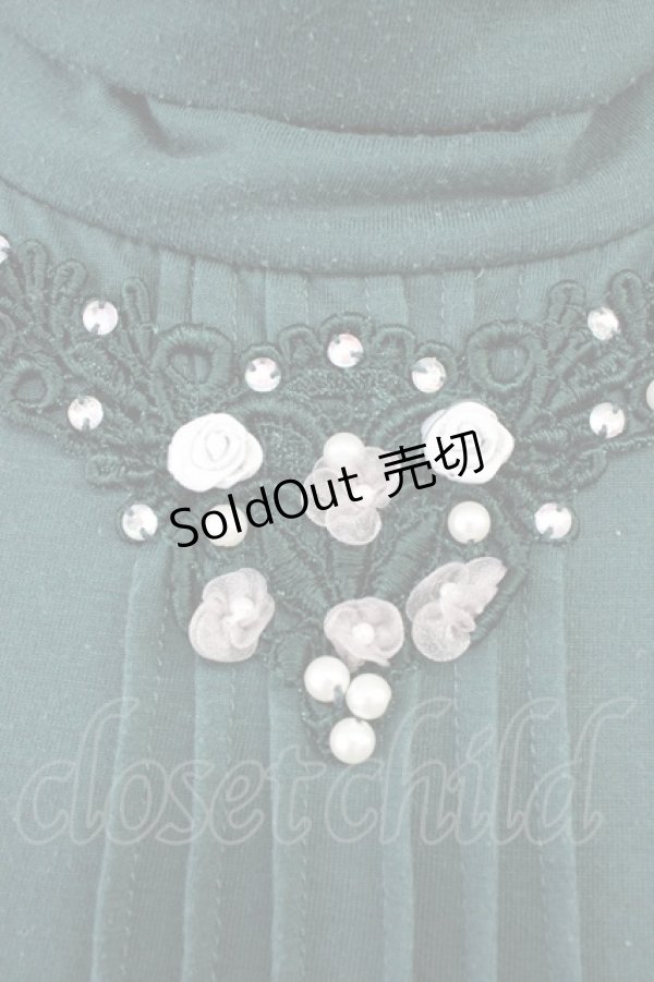 画像4: axes femme / 巻き薔薇レースハイネックカットソー  グリーン T-25-11-09-020-AX-TO-SA-ZT (4)