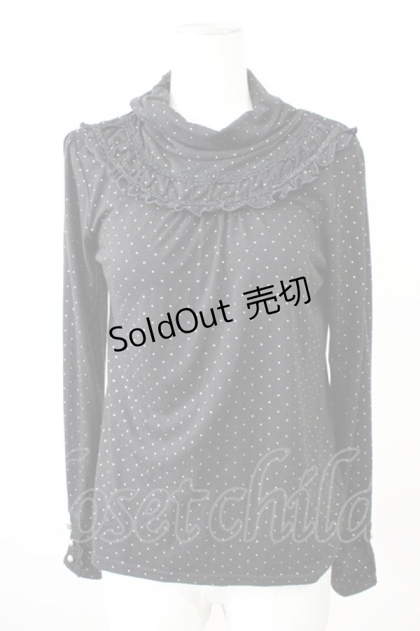 画像1: axes femme / ハイネックドットカットソー  黒Ｘゴールド T-25-11-09-022-AX-TO-SA-ZT (1)