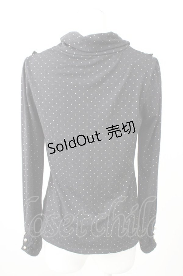 画像2: axes femme / ハイネックドットカットソー  黒Ｘゴールド T-25-11-09-022-AX-TO-SA-ZT (2)