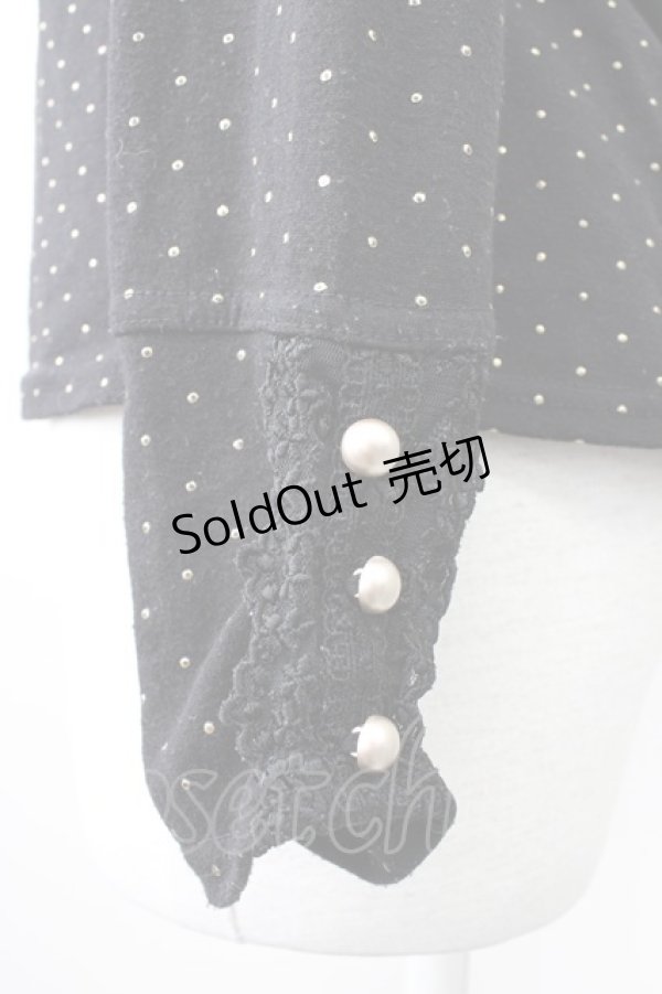 画像3: axes femme / ハイネックドットカットソー  黒Ｘゴールド T-25-11-09-022-AX-TO-SA-ZT (3)