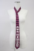 画像1: PUTUMAYO / トランプうさぎダイヤ柄ネクタイ  ピンクＸ黒Ｘ白 T-25-11-14-011-PT-ZA-SA-ZI (1)