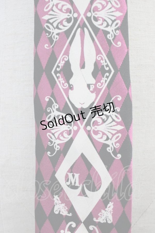 画像2: PUTUMAYO / トランプうさぎダイヤ柄ネクタイ  ピンクＸ黒Ｘ白 T-25-11-14-011-PT-ZA-SA-ZI (2)