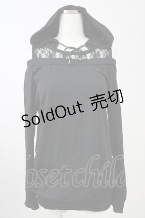 画像: MA*RS / オフショルロングパーカー  黒 T-25-11-14-013-EL-TO-SA-ZT