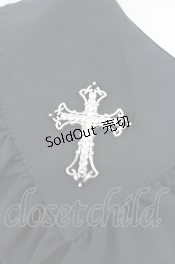 画像3: Jamie エーエヌケー / クロスモチーフ長袖ブラウス  黒 T-25-11-14-014-LO-BL-SA-ZI (3)