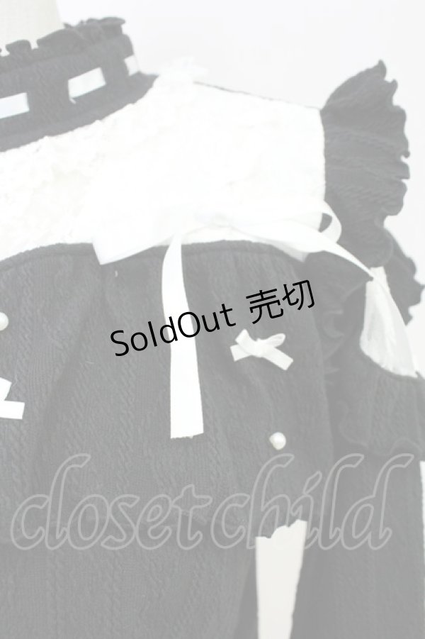 画像3: NOEMIE / ハイネックリボンパールニットトップス  黒Ｘシルバー T-25-11-14-015-LO-TO-SA-ZI (3)