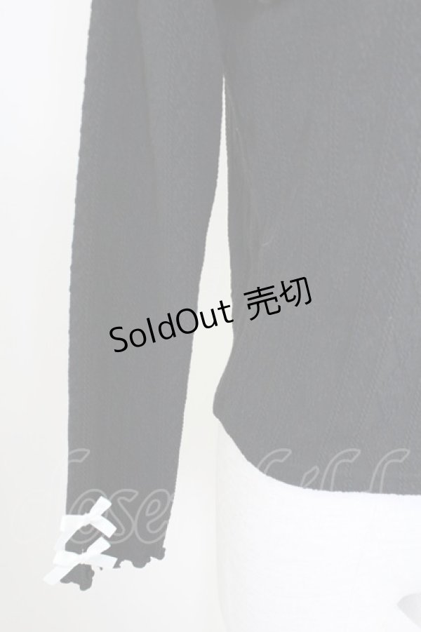 画像4: NOEMIE / ハイネックリボンパールニットトップス  黒Ｘシルバー T-25-11-14-015-LO-TO-SA-ZI (4)