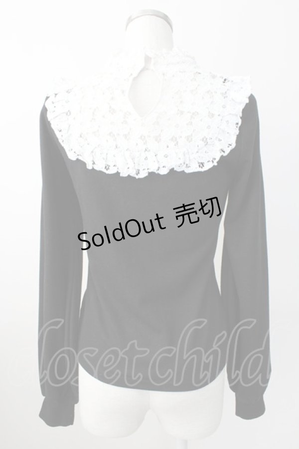 画像2: MA*RS / レースヨーク襟トップス M ブラックＸホワイト T-25-11-14-018-EL-TO-SA-ZI (2)