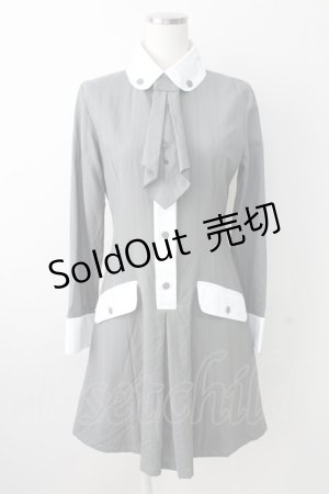 画像: MIHO MATSUDA / ネクタイ付きワンピース  グレーＸ白 T-25-11-14-019-GO-OP-SA-ZI