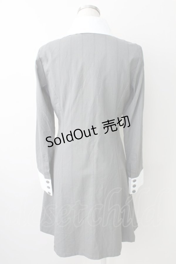 画像2: MIHO MATSUDA / ネクタイ付きワンピース  グレーＸ白 T-25-11-14-019-GO-OP-SA-ZI (2)