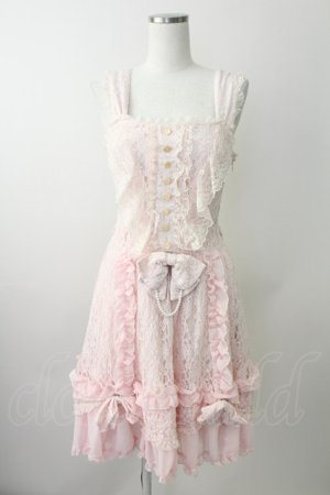 画像: metamorphose / 総レースドレープジャンパースカート  ピンク T-25-11-14-020-ME-OP-SA-ZT