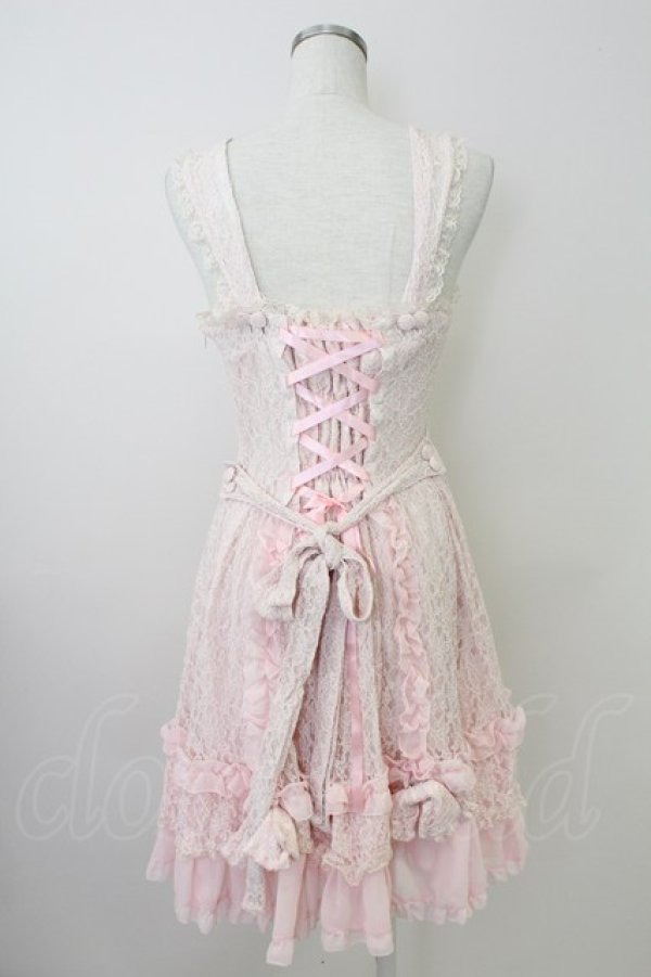 画像2: metamorphose / 総レースドレープジャンパースカート  ピンク T-25-11-14-020-ME-OP-SA-ZT (2)