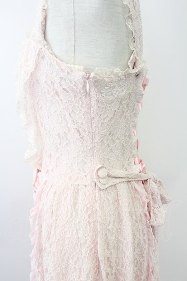 画像3: metamorphose / 総レースドレープジャンパースカート  ピンク T-25-11-14-020-ME-OP-SA-ZT (3)