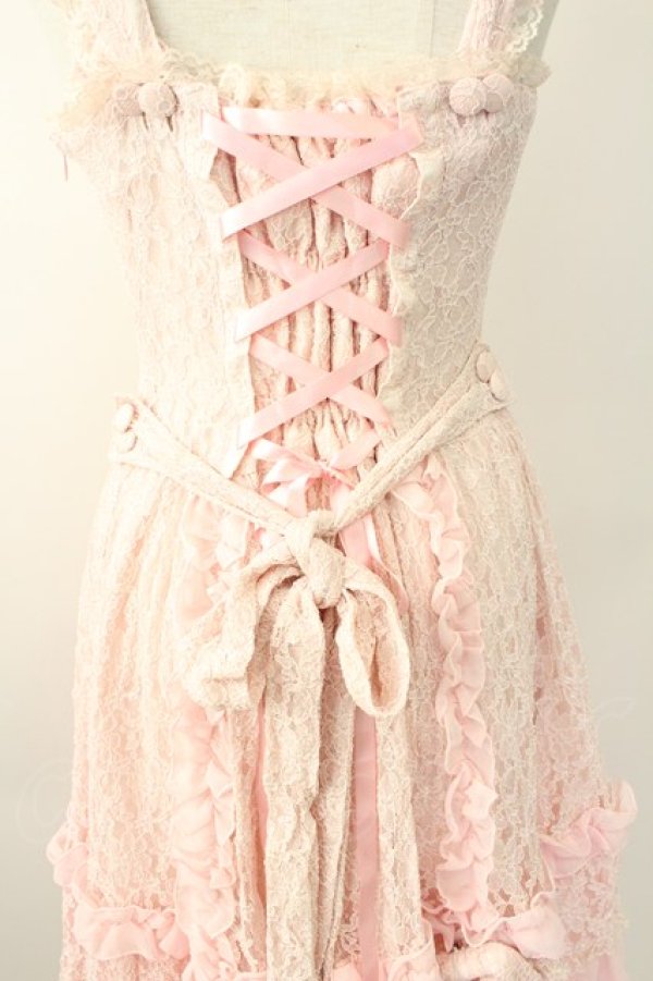 画像5: metamorphose / 総レースドレープジャンパースカート  ピンク T-25-11-14-020-ME-OP-SA-ZT (5)