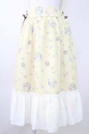 画像: axes femme / ティータイム柄スカート  イエロー T-25-11-14-023-AX-SK-SZ-ZT