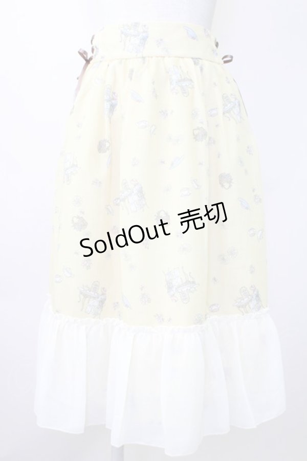 画像1: axes femme / ティータイム柄スカート  イエロー T-25-11-14-023-AX-SK-SZ-ZI (1)