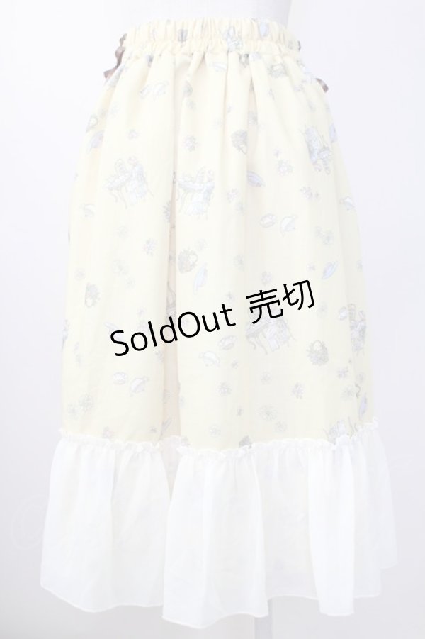 画像2: axes femme / ティータイム柄スカート  イエロー T-25-11-14-023-AX-SK-SZ-ZI (2)