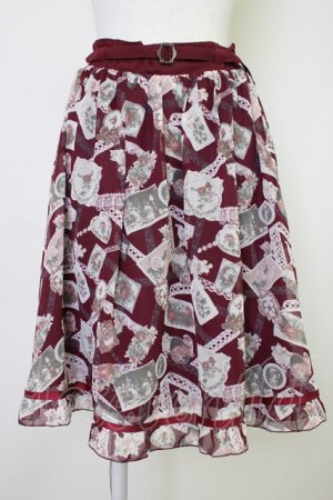 画像: axes femme / レースコラージュ柄スカート  ワイン T-25-11-14-029-AX-SK-SZ-ZT
