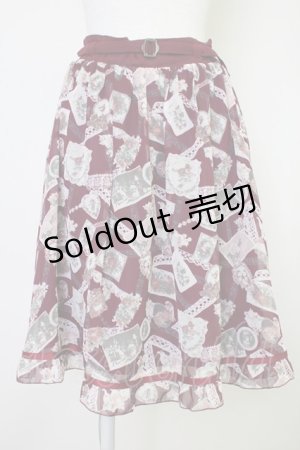 画像: axes femme / レースコラージュ柄スカート  ワイン T-25-11-14-029-AX-SK-SZ-ZI