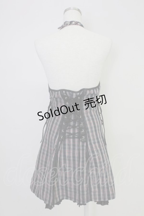 画像2: Ozz Croce / フロントZIPナナメチェックビスチェジャンパースカート  黒Ｘ赤チェック T-25-11-14-030-OO-OP-SA-ZI (2)