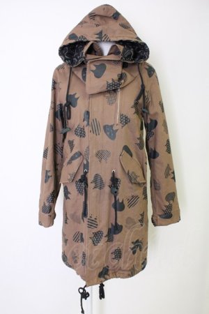 画像: MINT NeKO / ネコ柄コート  ブラウン T-25-11-14-033-HN-CO-SA-ZT