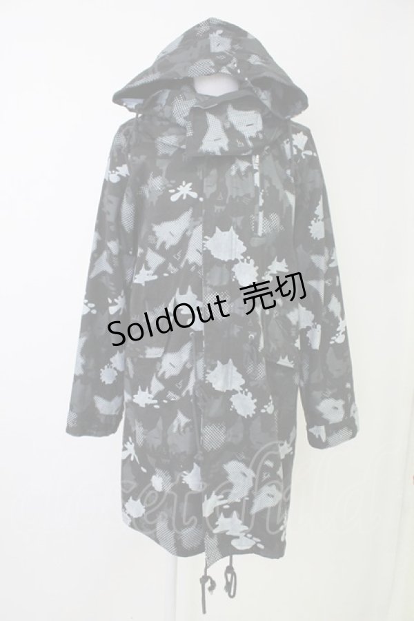 画像1: MINT NeKO / ネコカモフラコート  ブラック T-25-11-14-035-HN-CO-SA-ZI (1)