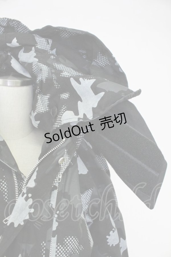 画像3: MINT NeKO / ネコカモフラコート  ブラック T-25-11-14-035-HN-CO-SA-ZI (3)