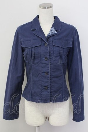 画像: PINK HOUSE / ギンガムチェックフリルジャケット  ネイビー T-25-11-15-020-LO-JA-SA-ZT