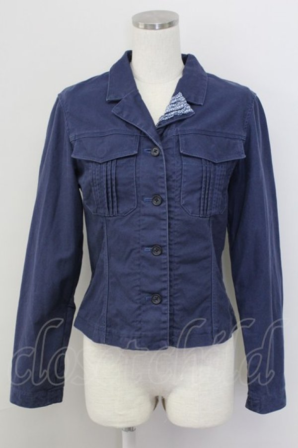 画像1: PINK HOUSE / ギンガムチェックフリルジャケット  ネイビー T-25-11-15-020-LO-JA-SA-ZI (1)